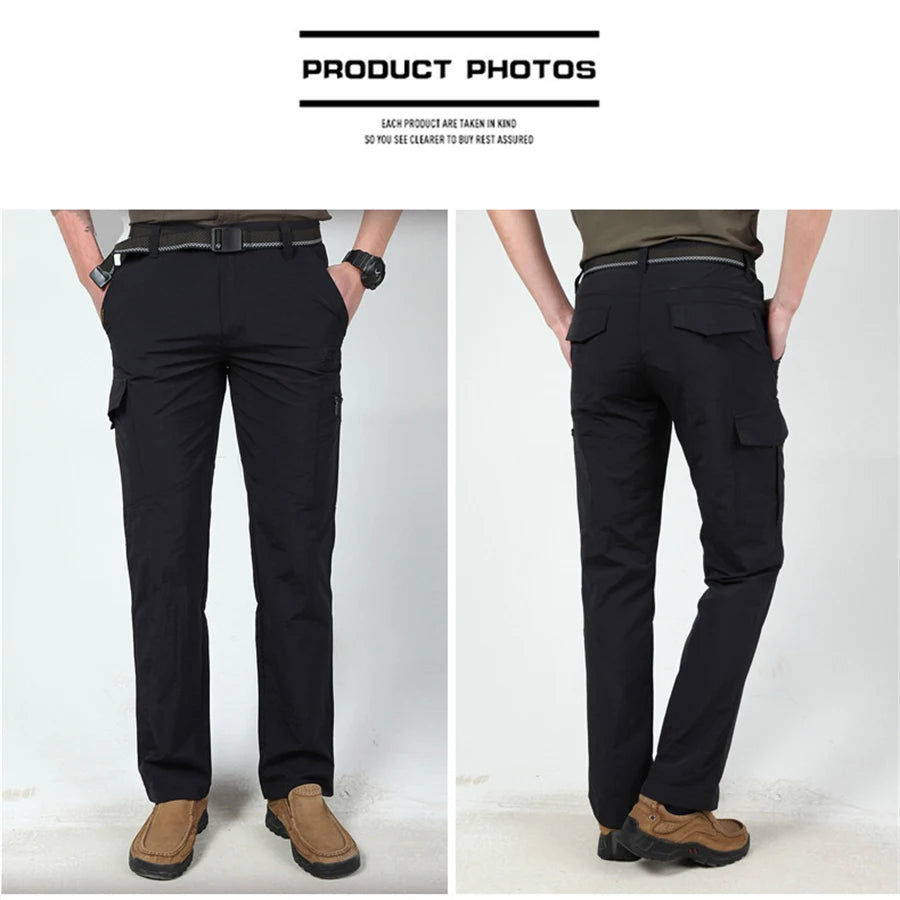 Outdoor Waterproof Tactical Cargo Pants Men Breathable Summer Casual Army Military Long Trousers Male Quick Dry Cargo Pants