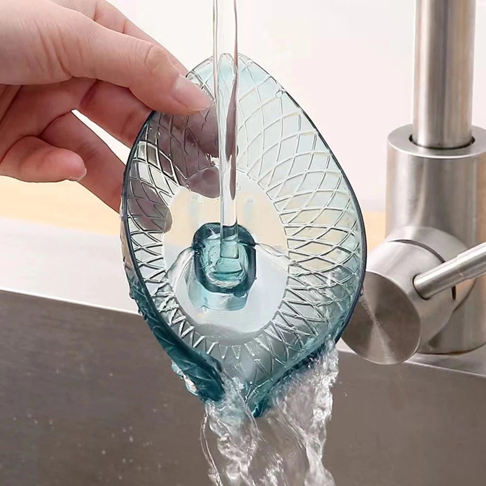 Leaf Design Drain Soap Box With Suction Cup Decorative Plastic Self Draining Bathroom Soap Tray Bathroom Organizers Storage Secondary image