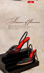 Women's Shoes 2025 Summer Sandals Breathable Mesh Heels Red Luxury Brand Girls Shoes Woman