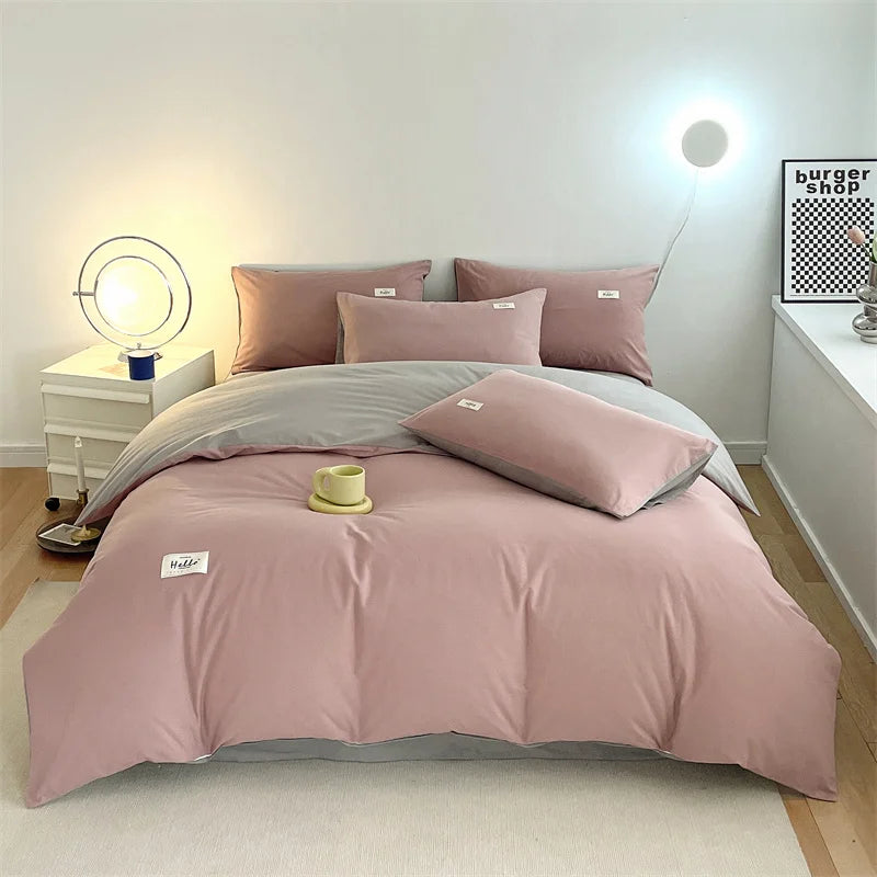 INS style high luxury solid color double-sided style single couple quilt cover soft luxury hotel & apartment & home bedding