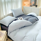 2-side Solid Color Brush Fabric Bed Set 4 Pieces Duvet Cover Pillowcase Bedding Set Bed Sheet Quilt Cover Single Queen King Size