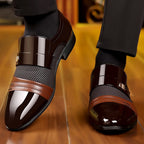 Men's Slip On Business Shoes Glossy Pointed Toe Uniform Modern Office Shoes Suitable for Office Evening Party