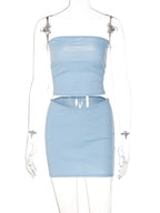 Dulzura Women 2026 Spring Tube Tops Mini Skirts Party Club Two Piece Matching Sets Vacation Outfits Wholesale Items For Business