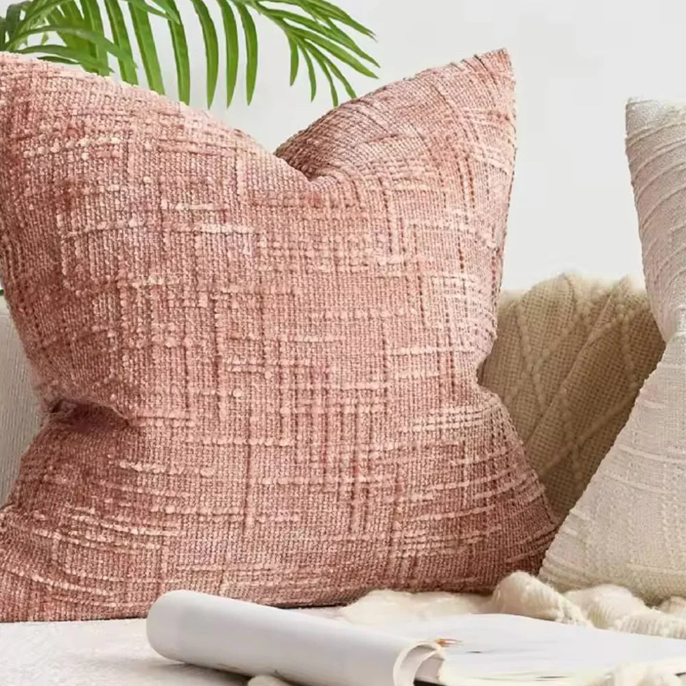 1Pcs Boho Soft Chenille Textured Home Decor Throw Pillow Covers 18x18in Farmhouse Cushion Covers for Spring Summer Fall Winter