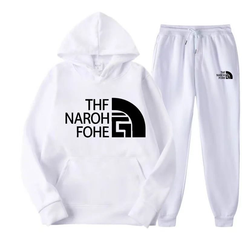 Men's and women's fashionable sports casual hooded sweatshirts and sweatpants, fashionable and simple printed sportswear