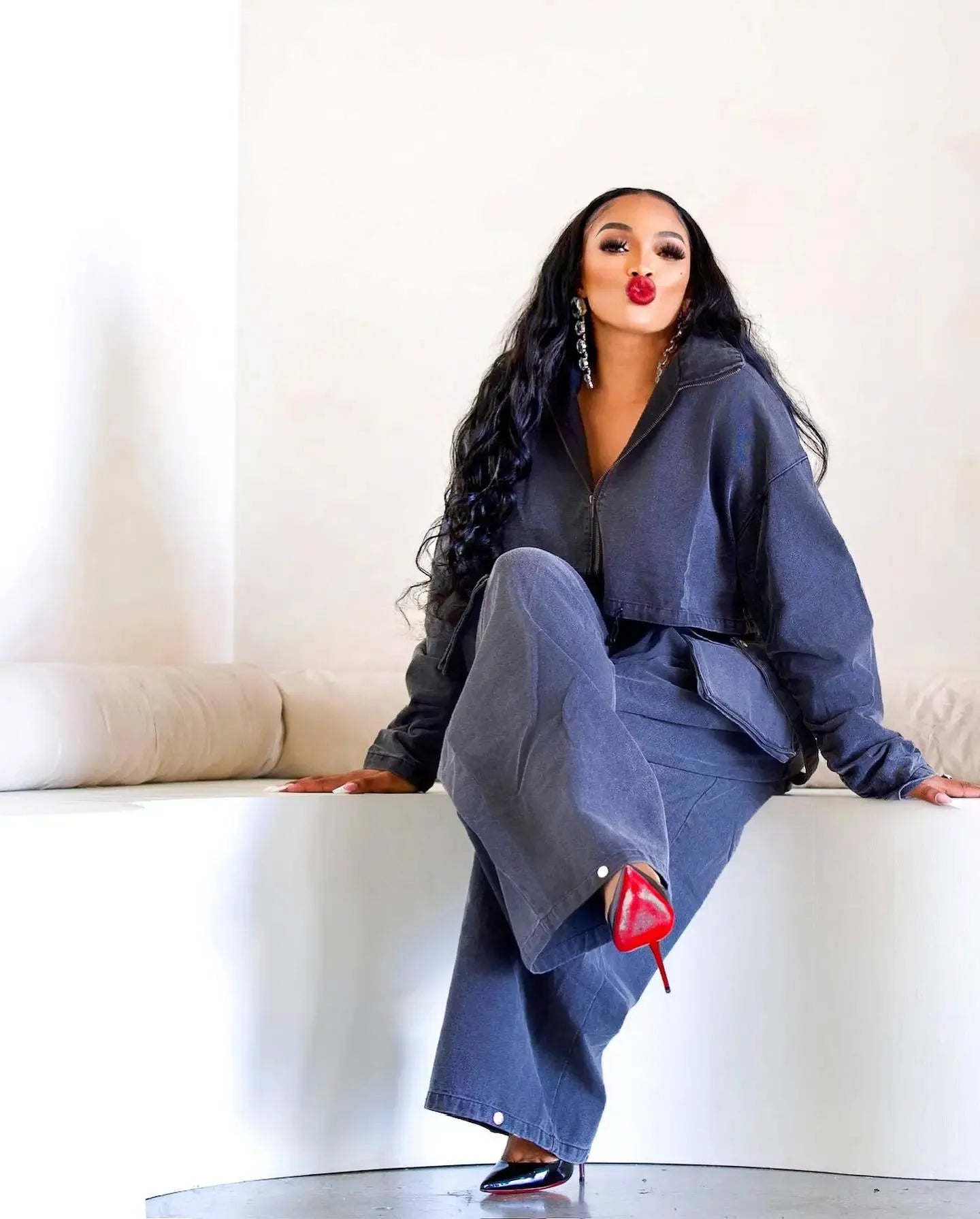 Denim Two Piece Sets Women Coat Jacket Wide Leg Pants Jeans Suits Matching Sets Trousers Outfits 2025/2026 Y2k Streetwear Party