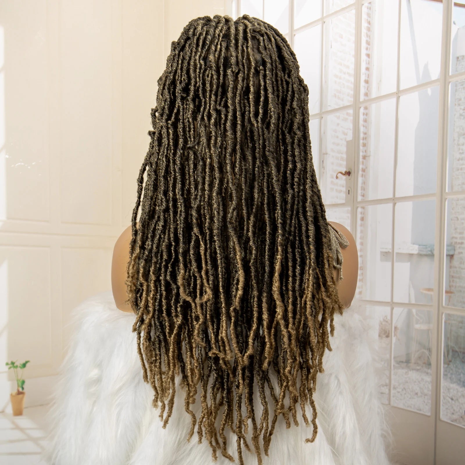 Synthetic Full Lace Locs Braided Wigs for Black Women 24 inches Knotless Box Dreadlock Braids Wig Lace Frontal Braiding Wig