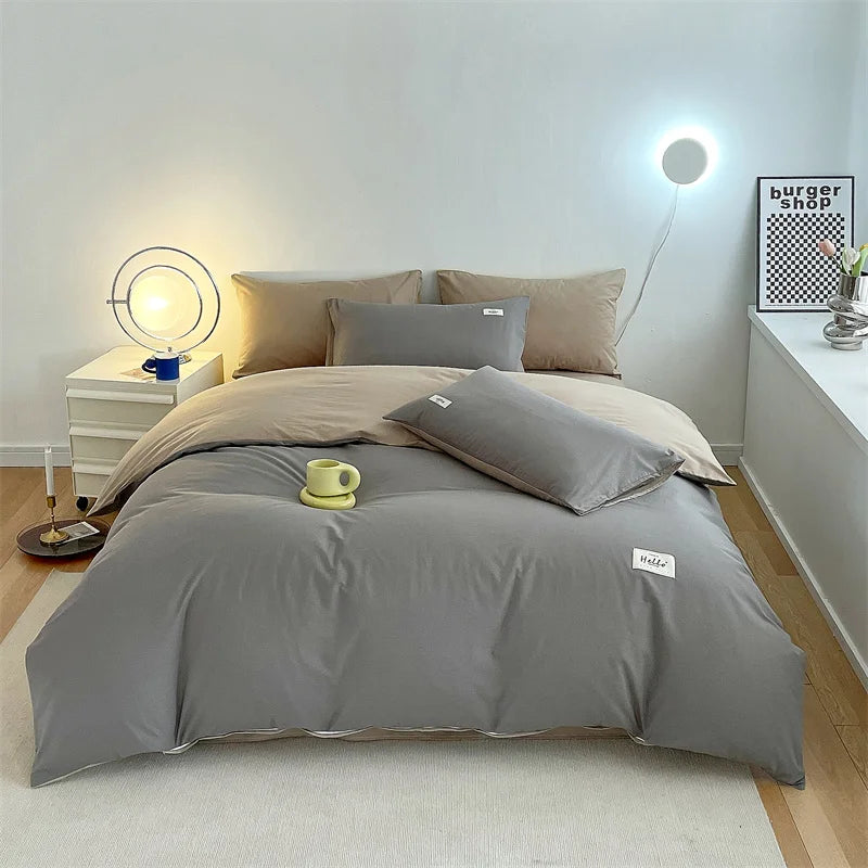 INS style high luxury solid color double-sided style single couple quilt cover soft luxury hotel & apartment & home bedding Main image