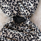 Leopard Print V-neck Sexy Bodycon Mini Dress Women Fashion Spring Autumn Sleeveless Cut Out Waist Backless Party Velvet Dresses