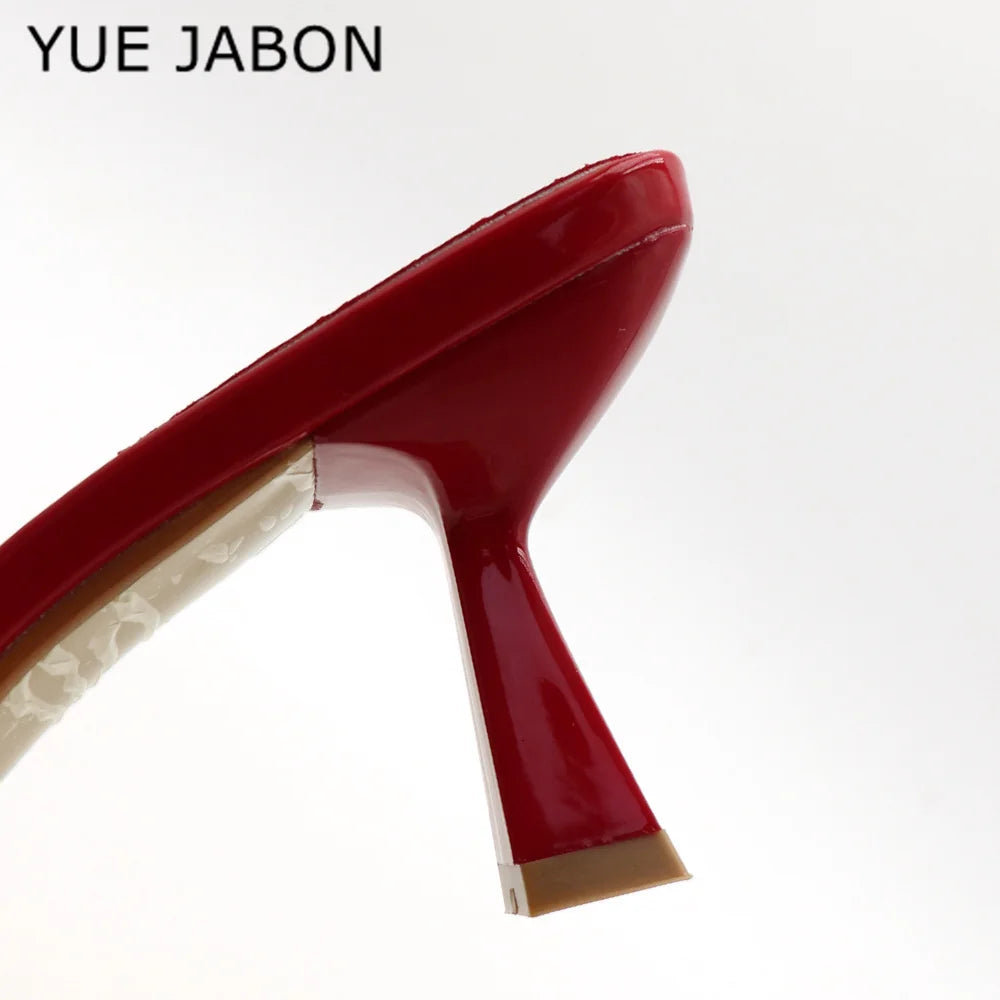 Black Red High Heel Slippers Women Open Toe Slingback Sandals Female Pumps Square Toe Summer Simple Designer Heeled Sandals