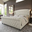 Queen Size Platform Bed Frame, Chenille Upholstered Sleigh Bed with Scroll Wingback Headboard & Footboard/Button, Customized