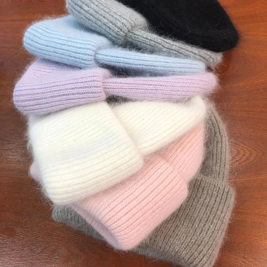 Women Winter Hat Real Rabbit Fur Winter Hats For Women Fashion Warm Beanie Hats Women Solid Adult Cover Head Cap