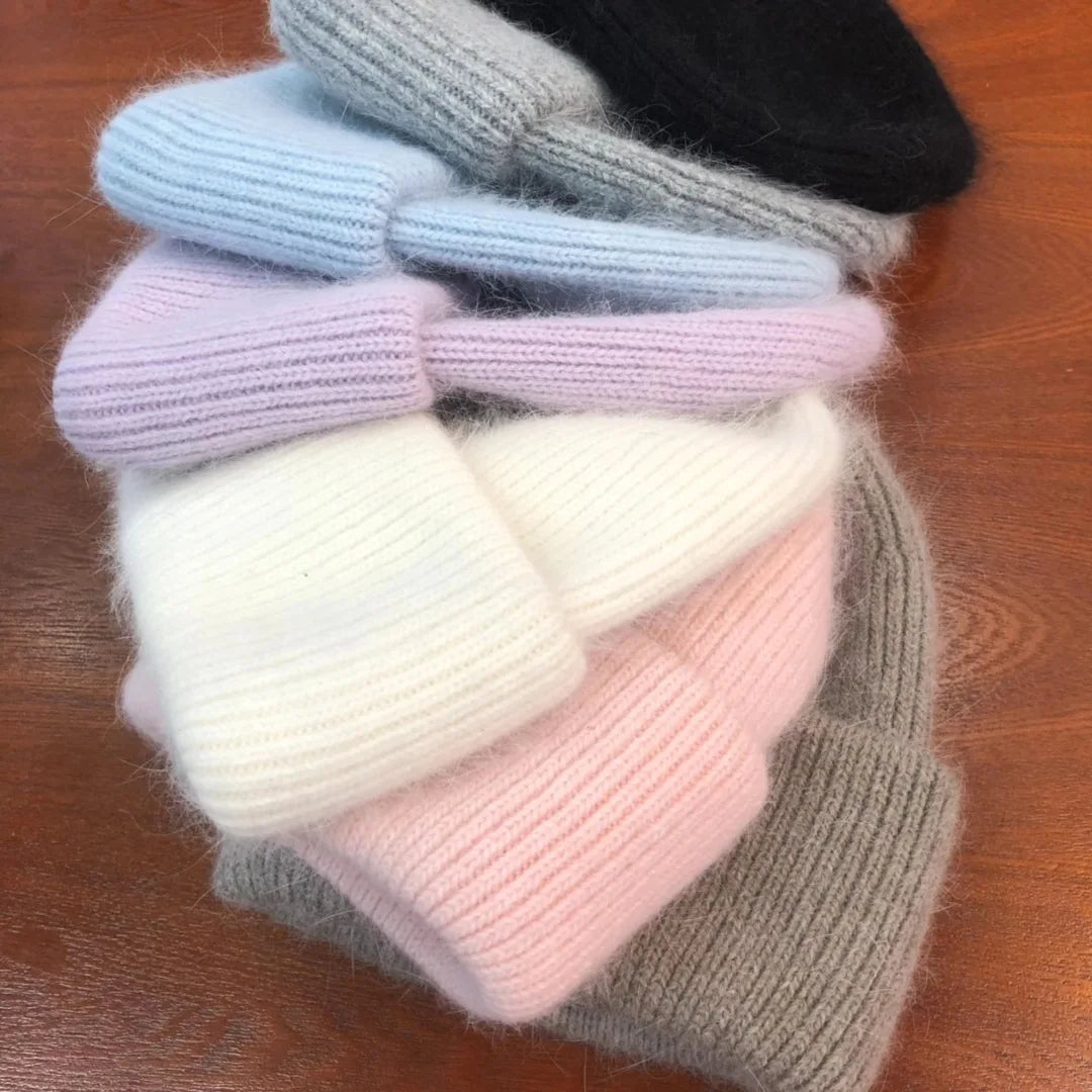 Women Winter Hat Real Rabbit Fur Winter Hats For Women Fashion Warm Beanie Hats Women Solid Adult Cover Head Cap