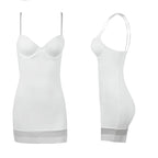 Becirzet Strap White Dress Underwear Women Mesh Control Slips Dresses Party Underwire Underskirt Tube Mini Short Underdress XXL