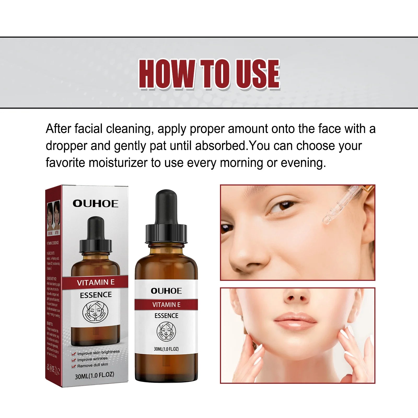 Vitamin E Facial Essence Lightens Fine Lines Brightens Moisturizes and Hydrates The Skin, Facial Skin Care Products 30ML Secondary image