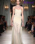 Customized See Through Chiffon Strapless Evening Dress High Quality Flowers Prom Dresses Delicate Special Occasion Gowns