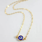 Boho Lucky Multi-layers Crystal Evil Eye Pendant Necklace For Women Geometric Round Charm Clavicle Chain Beach Jewelry