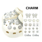 20PCS Shoe Charms Luxury Set Silver Butterfly Queen Diamond Chain Shoe Decorations Buckle for Sandals Clogs DIY Accessories Gift