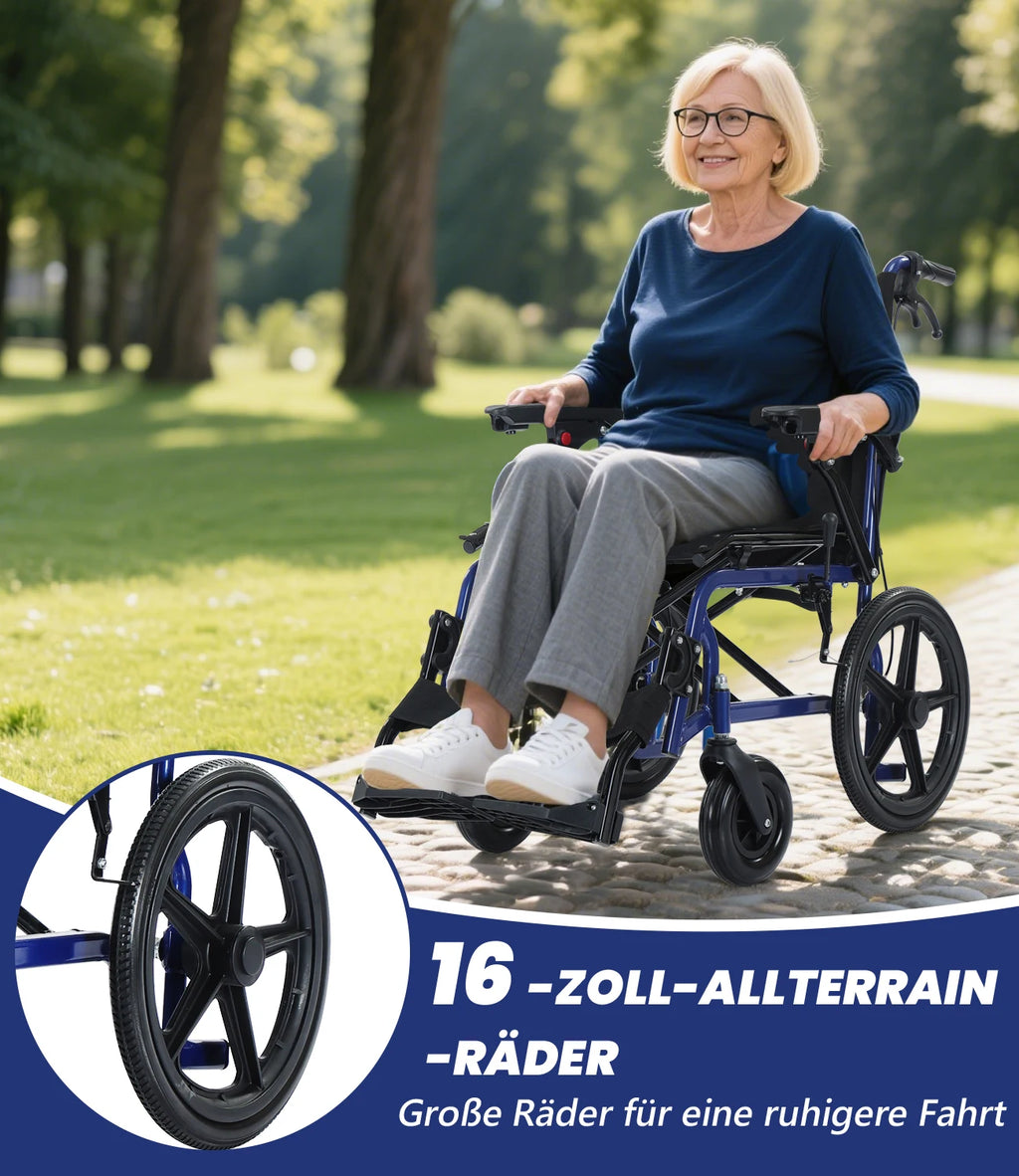 Lightweight Travel Wheelchair Foldable Compact Hand Push Wheelchair for Easy Storage in Car Trunk Airplane Suitable for Adult