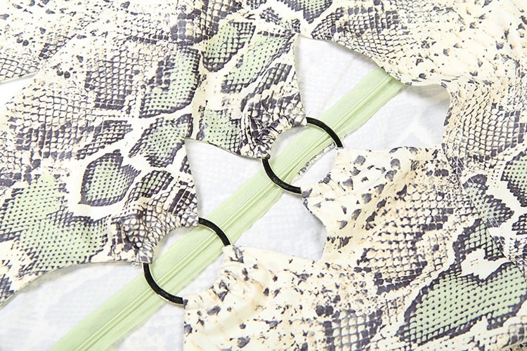 Sisterlinda Hollow Jumpsuit Woman Sexy Snake Print Cirque Full Sleeve Skinny Fitness Midnight Clubwear Party Coquette Overalls