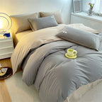 INS style high luxury solid color double-sided style single couple quilt cover soft luxury hotel & apartment & home bedding