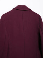 HH Women Fashion Burgundy Woolen Coat Double Breasted Long Sleeve Lapel Blends Jacket Autumn Winter High Street Outerwear