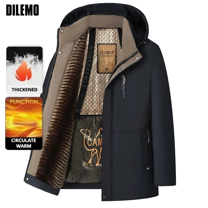 Top Grade Five Protective Tech Luxury Winter New Brand Camel Fleece Men's Parka Jacket Windbreaker Coats Heavy Plush Lining Main image