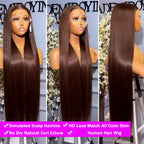 HD Chocolate Brown 13x4 Straight Lace Front Wig Brazilian 13x6 Full Lace Frontal Wigs For Women Remy Human Hair Wig Pre Plucked