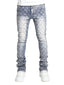 Men's denim fashion personality straight leg men's pants European and American fashion Instagram hot item elastic pearl denim la