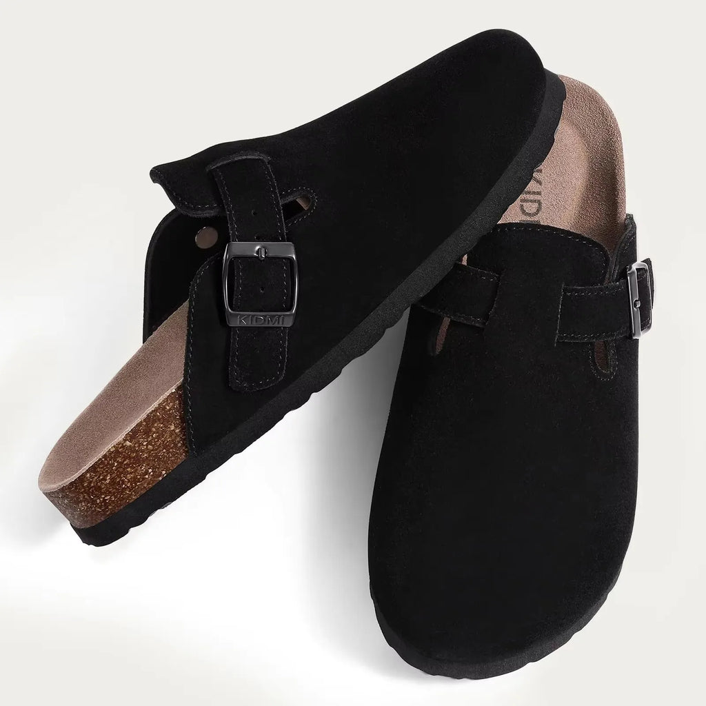 Crestar Fashion Clogs Slippers For Women Classic Suede Men Mules Cork Footbed Leather Potato Shoes With Arch Support Beach Slide