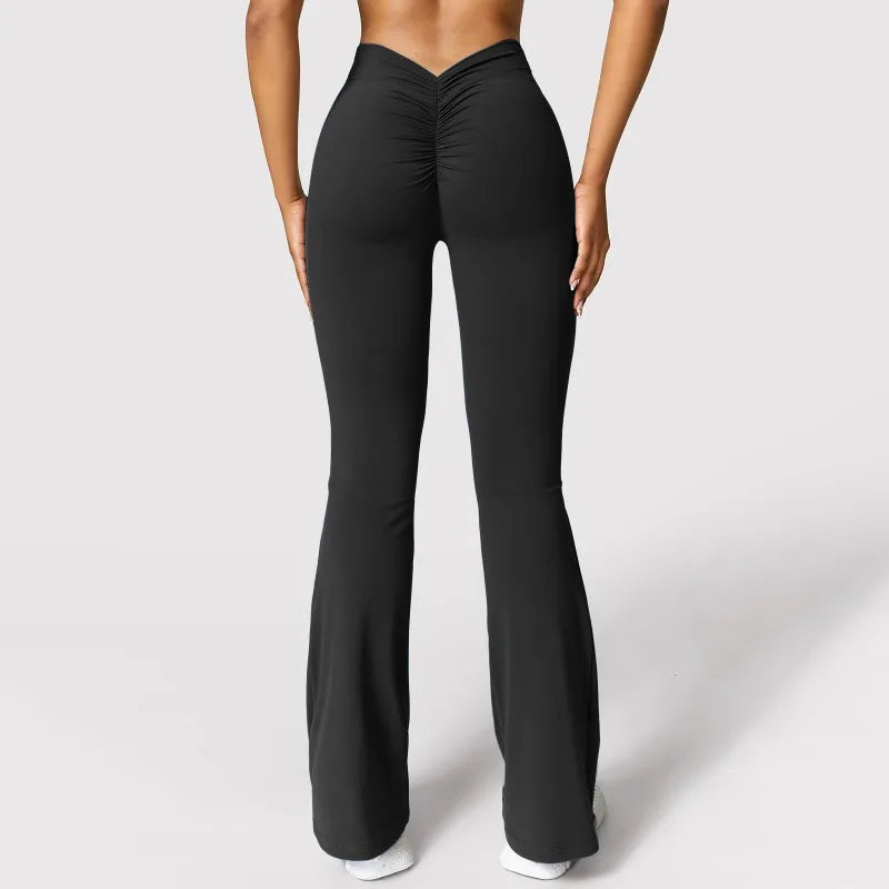 Fashion Micro Horn Leggings Women V-back Waist Sports Pants High Waist Push Up Butt Gym Pants Solid Slim Casual Leggings Secondary image