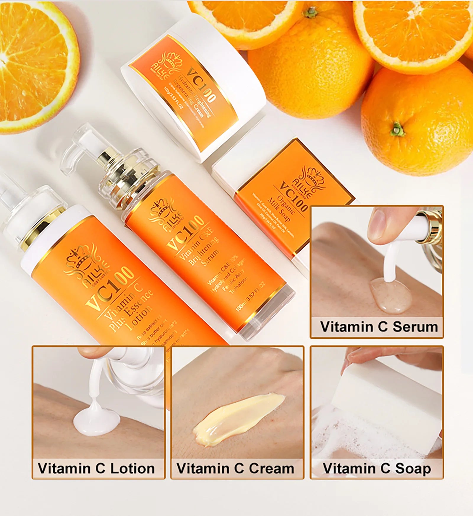AILKE Vitamin C Whitening Set for Women, Reduce Dark Spots, Hyperpigmentation, Skin Moisturizer, With Collagen, Vitamin E