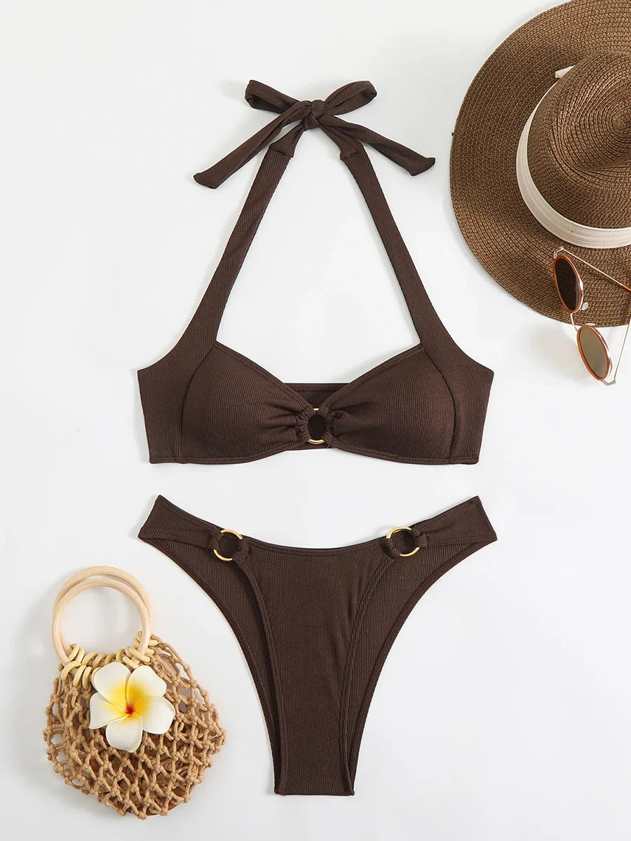 Sexy Women's Swimsuit 2026 Summer Bikini Two-piece Swimwear for Woman Beachwear Halter Bikinis Sets Swimming Beach Bathing Suits