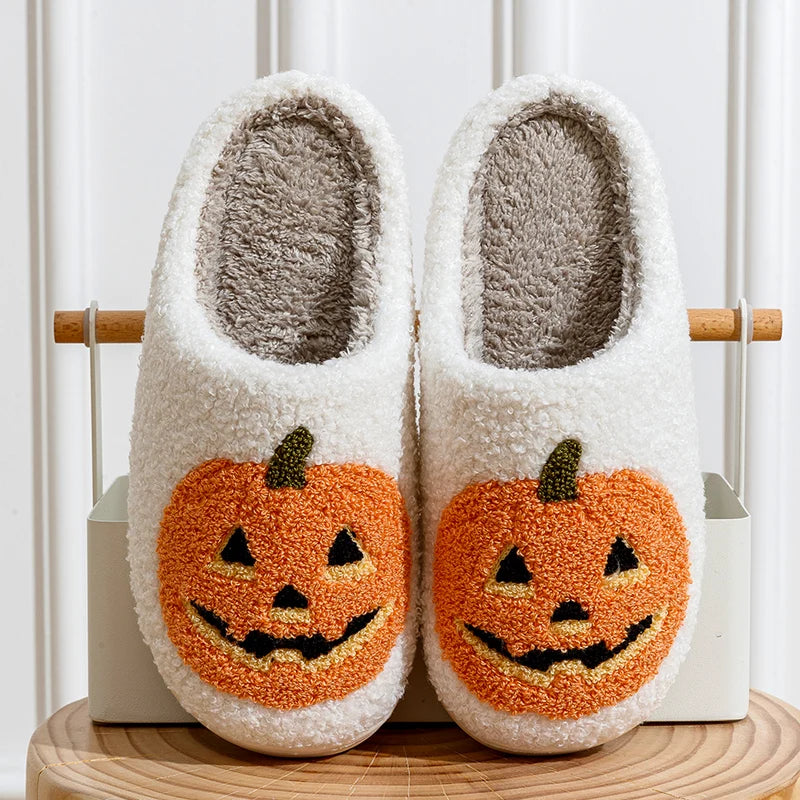Classics Pumpkin Halloween Women's Slippers Winter Indoor Cartoon Comfort Home Bedroom Soft Causal Flat Plush Shoes for Gift Main image