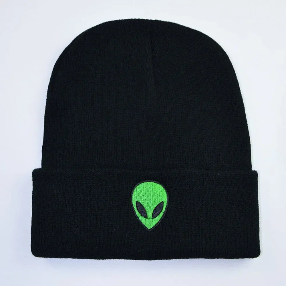 Knitted Beanies Hats Lovely Alien Ghost Skull Embroidery Cap for Autumn Winter Men Cap Warm Melon Cap Street Head Women Gifts