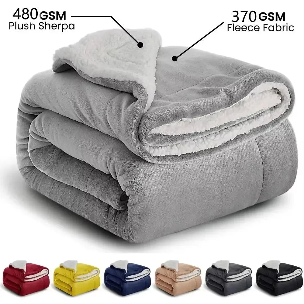 1Pc 130X160cm Sherpa Fleece Blanket Thicken Soft Warm Bed Sofa Throw Blankets Microfiber Winter Bed Blanket for Camping Main image