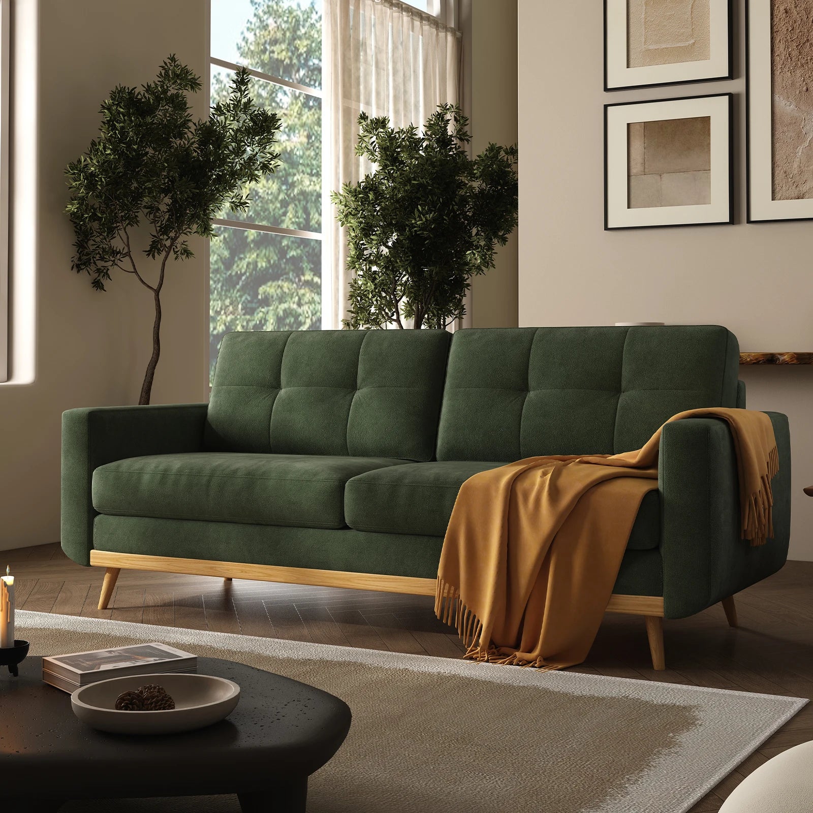 67.7-inch Mid-Century Modern Loveseat Sofa with Wooden Legs  for Living Room, Bedroom, or Office Main image