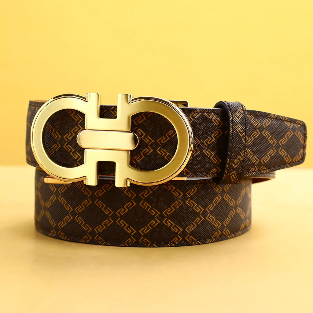 Men's Belt with Alloy Automatic Buckle for Jeans Business Pants Accessory Perfect Gift for Husband Father