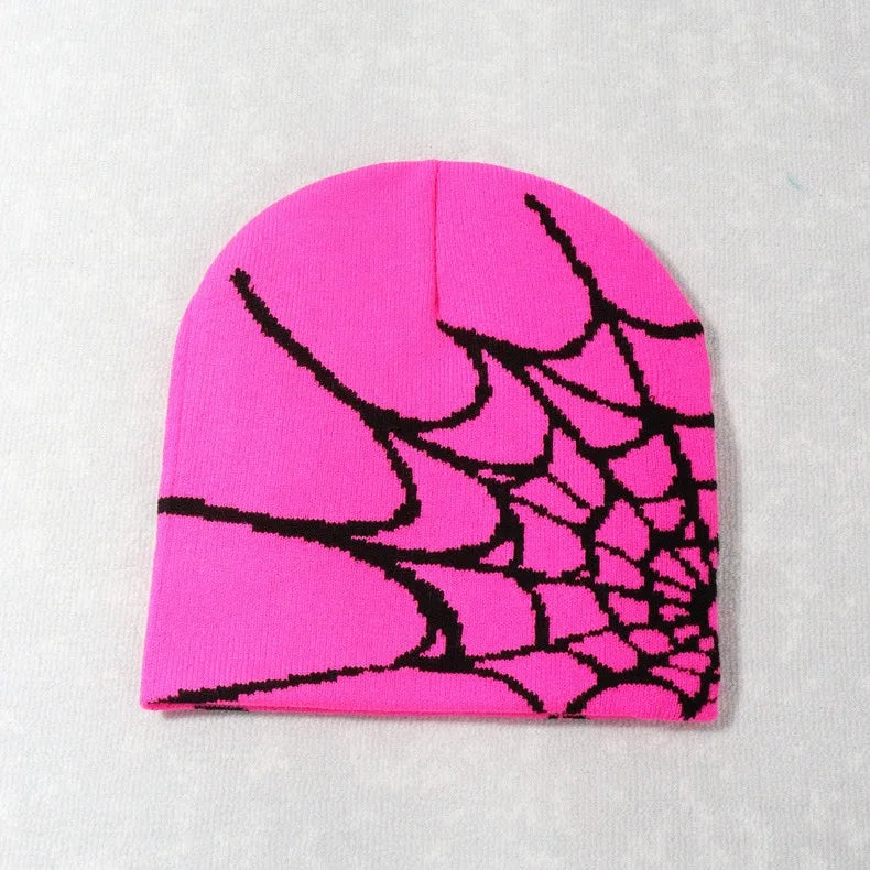 Knitting Spider Web Design Hat Skullies Beanies for Men Women Pullover Pile Cap Y2k Goth Warm Beanie Hats New Hip-hop Street Cap