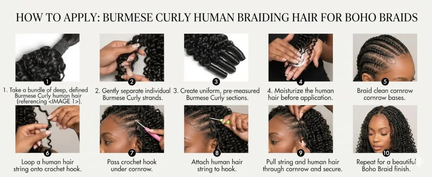 Human Hair Bulk Boho Braids Burmese Curly Bundles Human Hair Bulks For Bohemian Knotless Braiding Virgin Crochet Hair Extensions