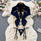 Japanese Kimono V-neck Printed Flower Bow Waist Shaping Cardigan Dress Women Clothing Loose Long Sleeve Vintage Sexy Lace-up New