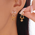 Merry Christmas Pearl Flower Star Bell Long Tassel Dangle Earrings for Women Shiny Crystal Zircon Snowflake Earring Girl Jewelry