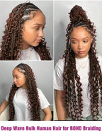 Human Hair Bulk For Braiding 2 Bundles Deep Wave Human Hair Extensions Human Braiding Hair For Boho Braids Water Wave Curly Hair