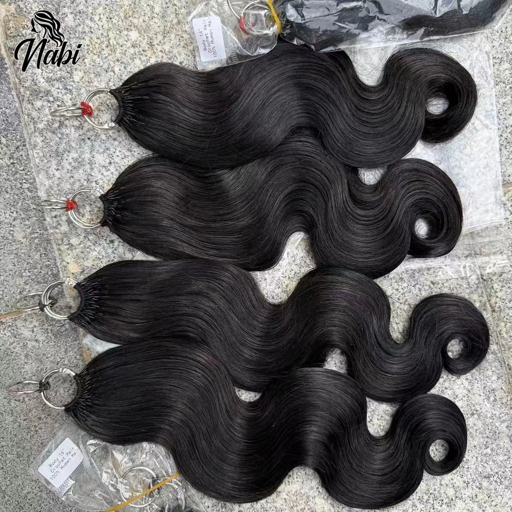 NABI Pre-Separated Crochet Human Hair Bundle Miracle Knots Braiding 14-18inch Water Wave Curly 100% Human Hair for Women