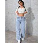 Women Wide Leg Straight Leg Denim Jeans Y2K Autumn Winter 2025/2026 Korean Style Retro Loose Pant Fashion High Street Versatile Jeans