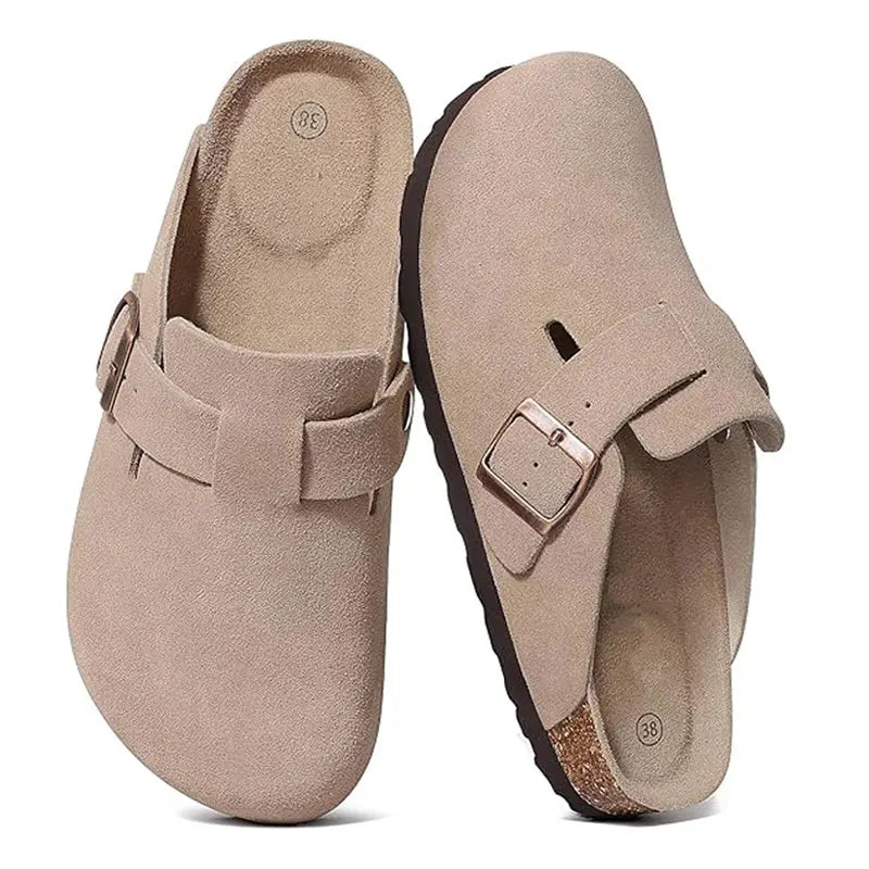 Crestar Fashion Clogs Slippers For Women Classic Suede Men Mules Cork Footbed Leather Potato Shoes With Arch Support Beach Slide Secondary image