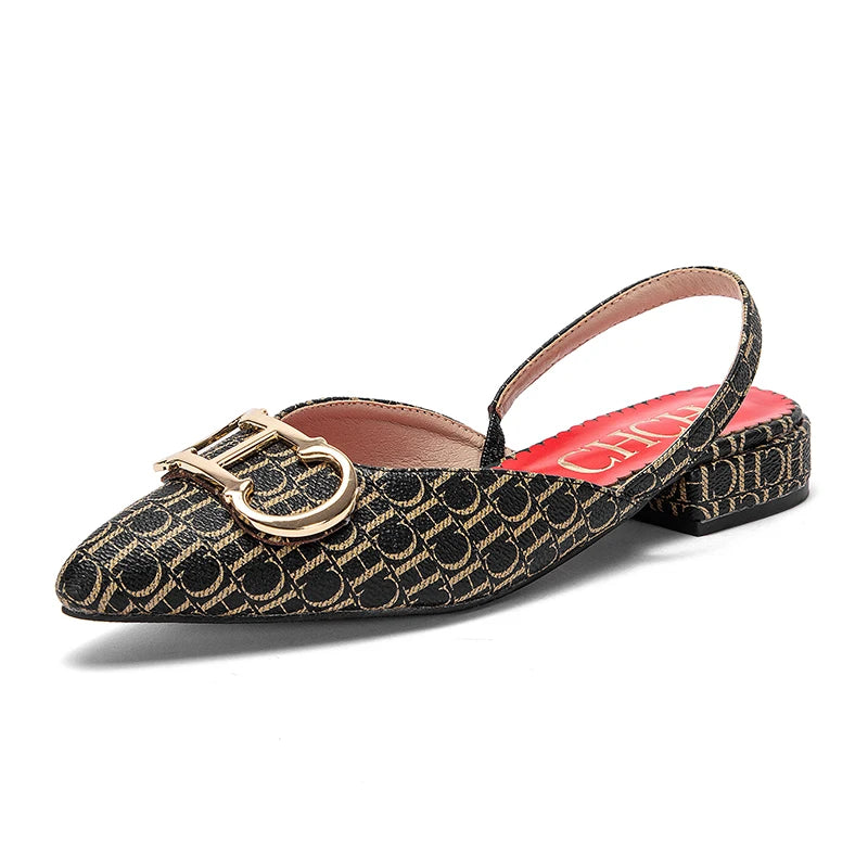 CHCH Women's Sandals 2026 New Black Pointed Flat bottomed loafers Simple Black Business Women's Shoes