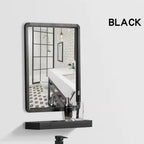 Rectangle Wall Hanging Mirror Metal Framed Black White Dressing Mirror Rounded Corner Wall-Mounted Makeup Mirrors Entryway