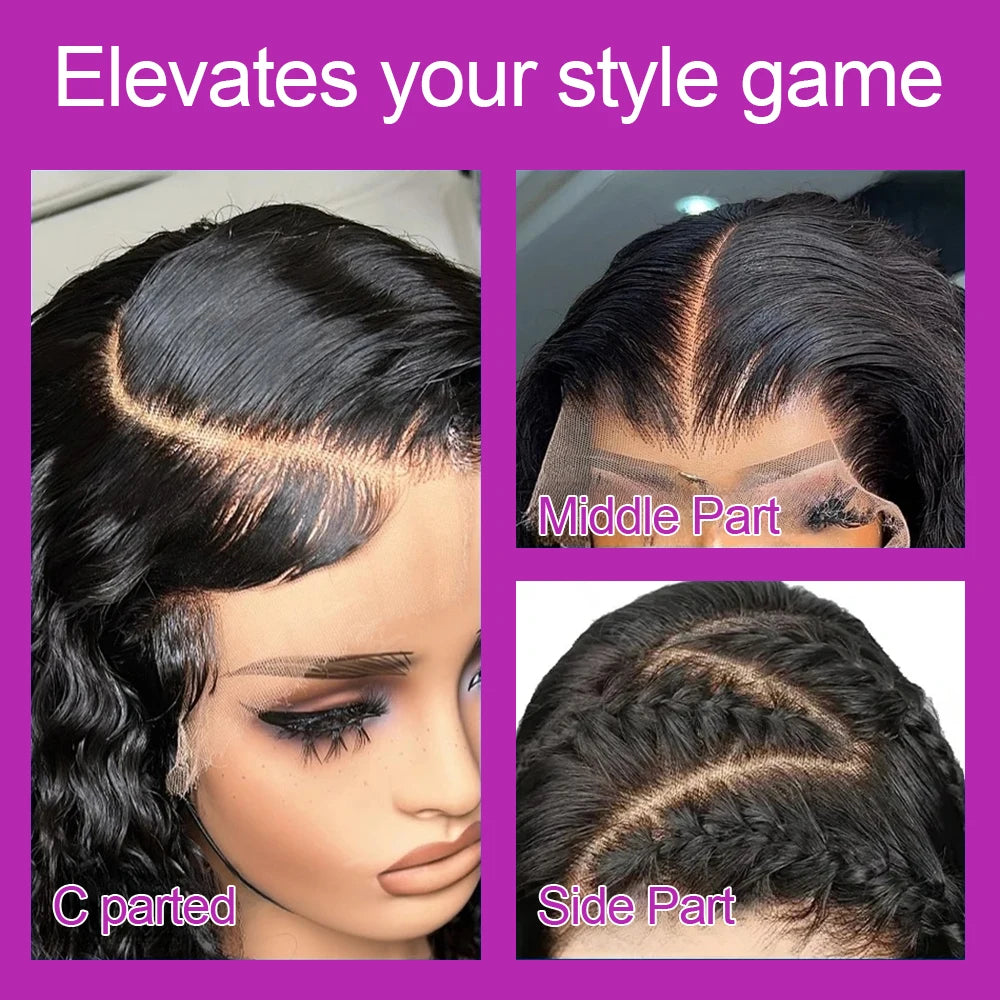 Short Bob Deep Wave Lace Frontal Wig PrePlucked 13x4 13x6 Lace Front Wig Peruvian Curly Human Hair Bob Wigs For Women and Girls