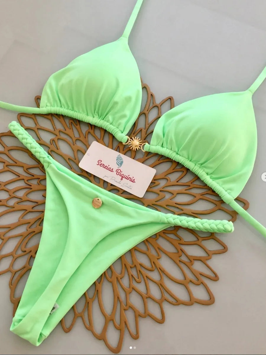 2025 New Sexy Retro Prints Brazilian Mciro Bikini Women Swimsuits Lace-up Swimwear Backless Biquini Swimsuits Beachwear